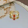 Medieval Vintage Premium Flash Diamond Retro Brushed Wide Version Open Ring Niche Light Luxury Stacked Ring Woman