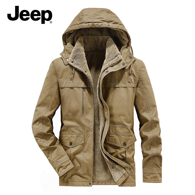 JEEP Men s Hooded Cotton Padded Jacket XL хаки