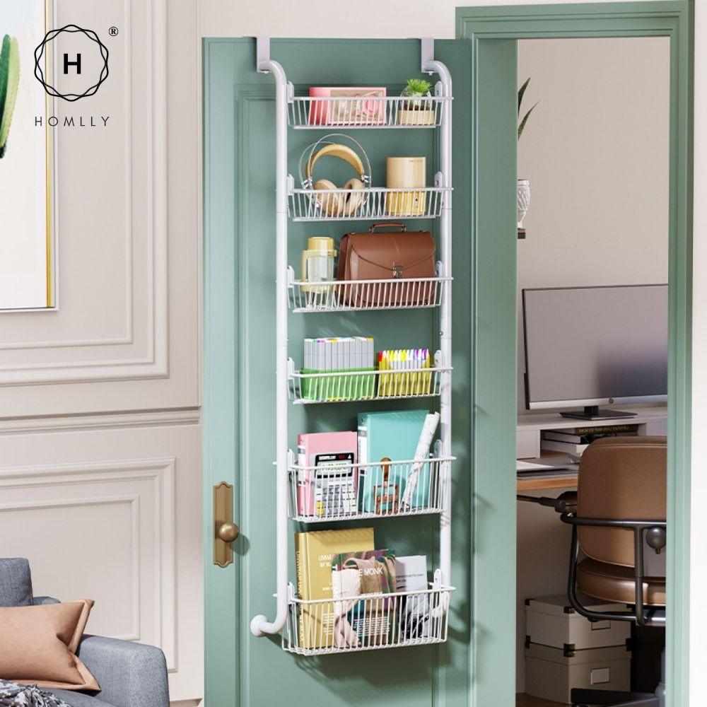 Homlly Over the Door 4/5/6 Tier Pantry Kitchen Bathroom Organizer and Storage Rack with Full Basket