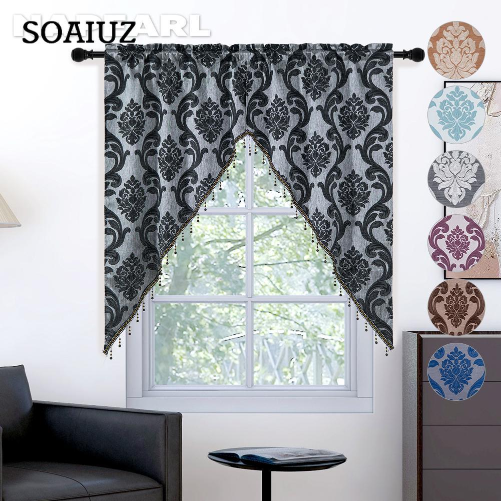 Ein Paar klassischer Jacquard-Perlen-Volant-Vorhang mit Stangentaschen und Blumenmuster, Fenster-Volant-Vorhang für Heimdekoration, NAPEARL