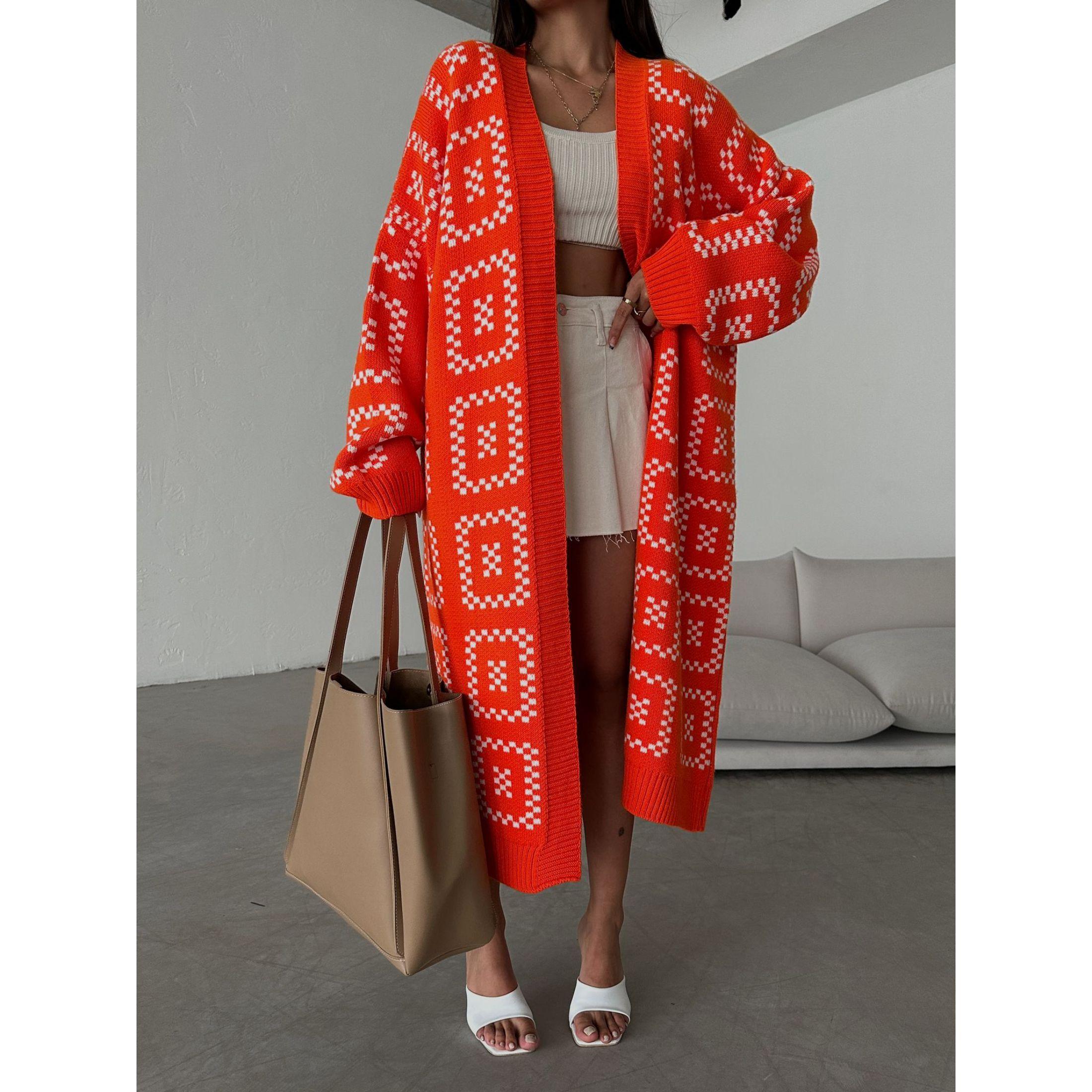 

Женский трикотаж макси-зимний кардиган, длинный рукав, открытый спереди, теплый вязаный кардиган крупной вязки, высококачественный кардиган, пальто свободного размера