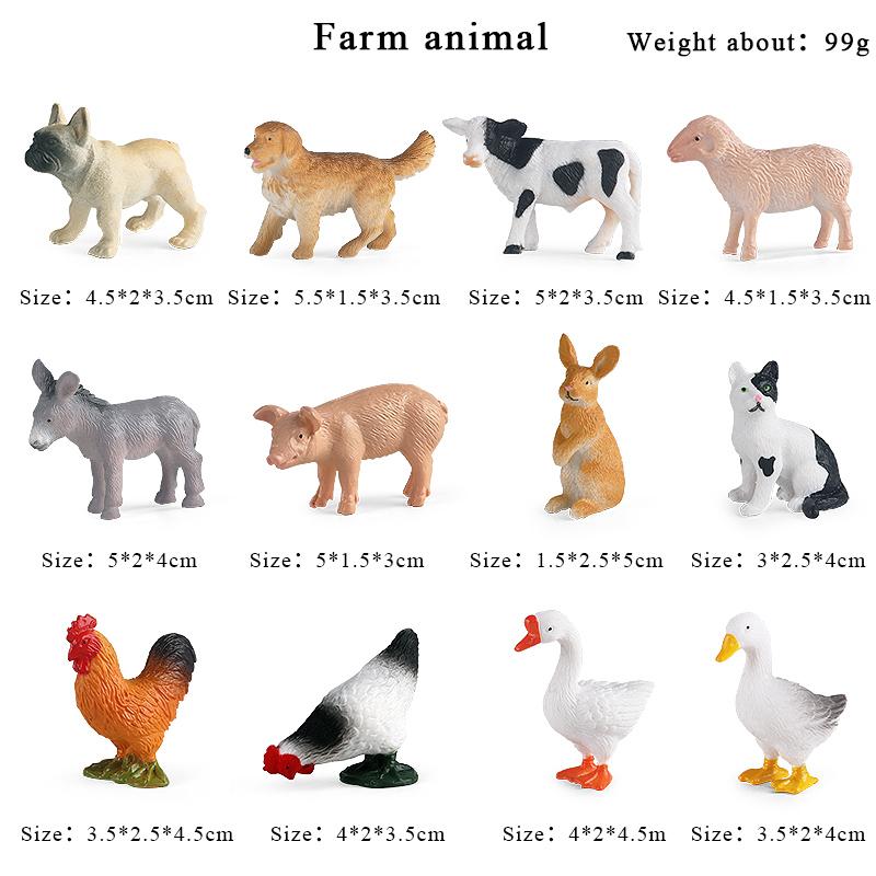 Oenux Zoo Farm Series Farmer Cow Hen Duck Model Action Figures Poultry Animals Set Figurine Miniature Educational Kids Toy