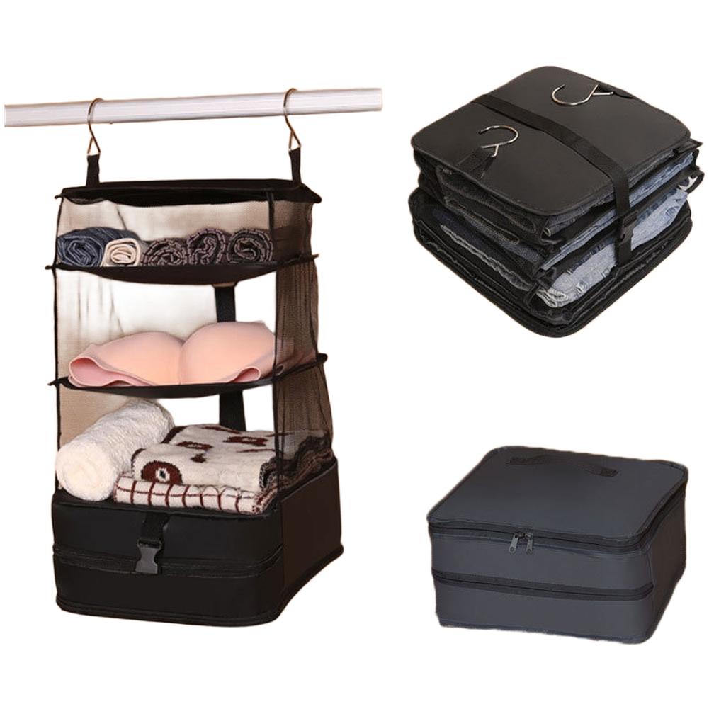 Large Capacity Hanging Storage Bag for Travel Wardrobe with 4 Sections for Organizing For Underwear Clothes Bra