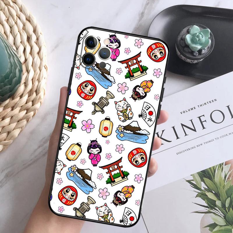 Lucky Cat Maneki Neko Japanese Case For iPhone 11 12 13 Pro Max X XR XS Max 7 8 Plus SE 2020 12 13 Mini Phone Back Cover