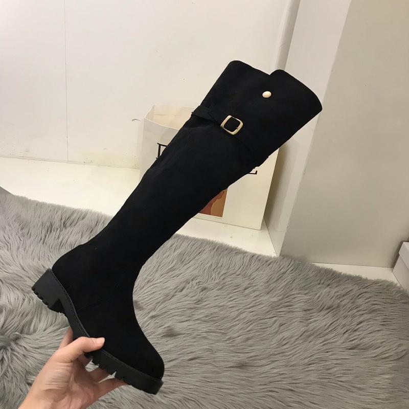 Women's Over-the-Knee High-Tube Cotton Boots with Fleece Lining and Thick Soles for Autumn and Winter