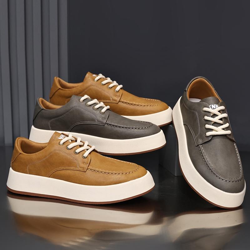Golden Sapling Male Casual Skateboarding Shoes Winter Flats Genuine Leather Men Daily Round Toe Boat Shoes Man Trendy