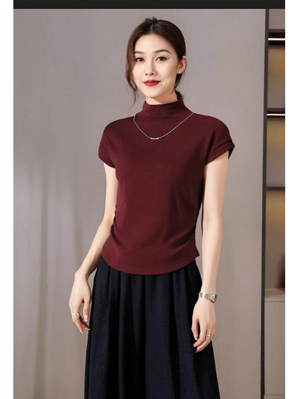 Plus Size Slimming Short-Sleeve Thermal Fleece T-Shirt for Women