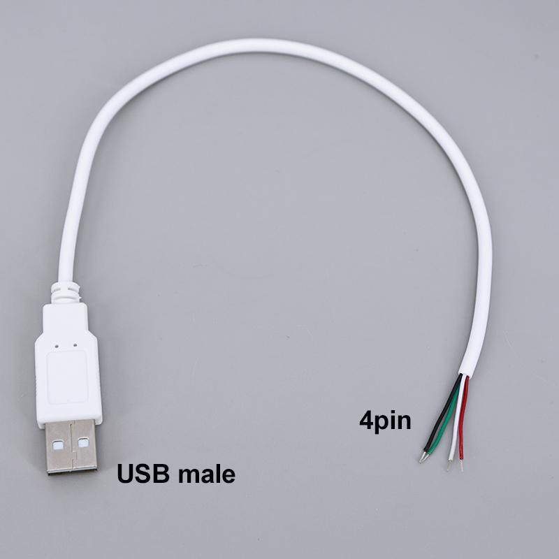 5V USB 2.0 Female Male 4Pin Wire Power Supply Cable Jack Charging Extension Connector white 0.3m 1m for computer accessories