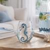 Unique Coastal Style Drinking Glass 12oz Octopus Water Cup Embossed Design Hand Painted Marine Cup for Ocean Lovers Home Bar Decor Decorative Theme