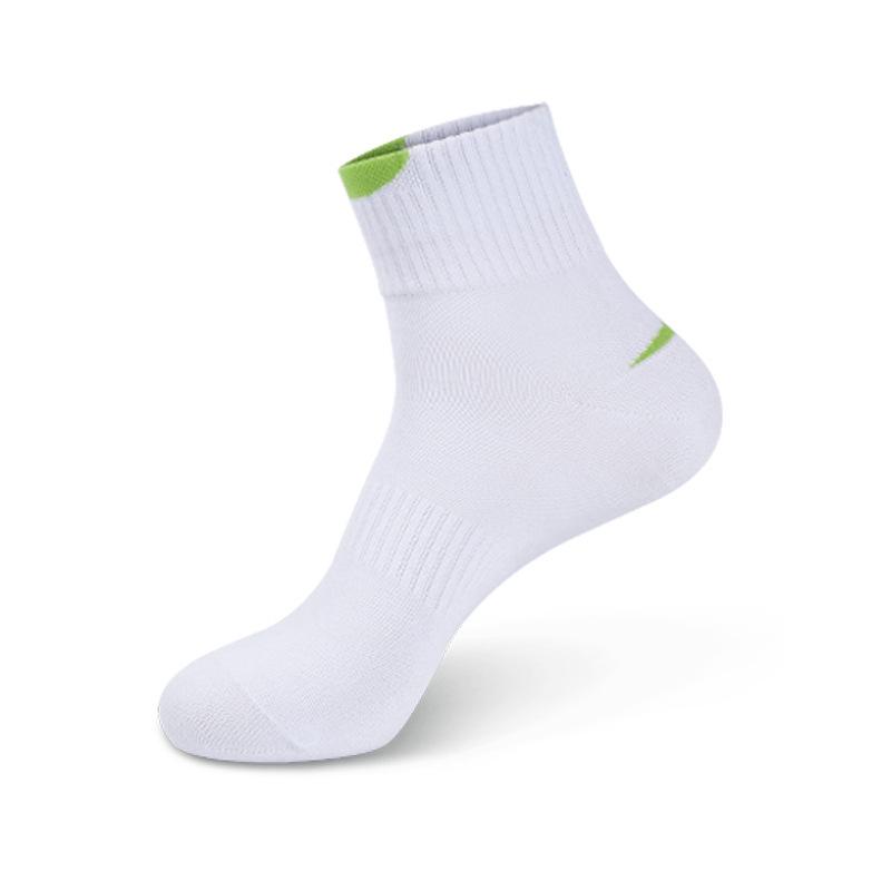 Sweat-Absorbent Mid-Calf Cotton Socks - Men's Casual Sports, Badminton & Running - Spring/Autumn Style, Odor-Resistant for Teens & Students