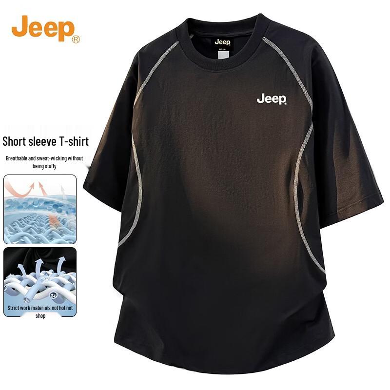 

Jeep Men s Colorblock Breathable Short Sleeve T-Shirt L