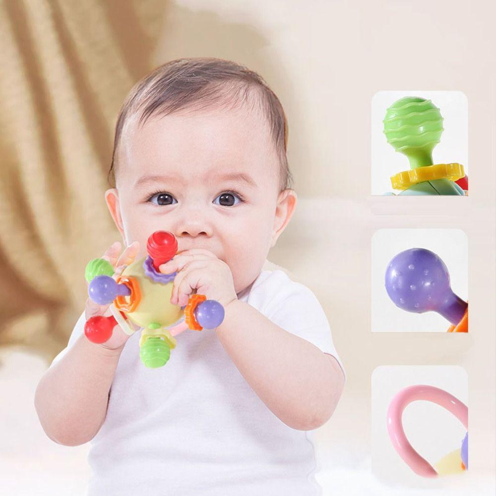 Baby Toys Hand Grip Ball Rotating Rattle Manhattan Round Ball  Activity Development