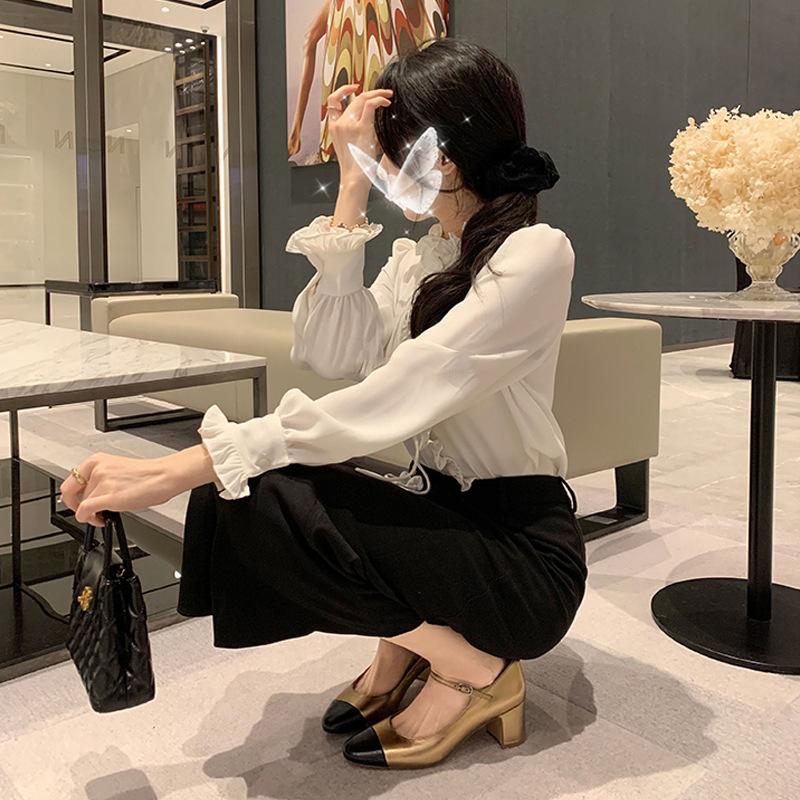 Su Yinyin has the same French round head versatile color matching thick heel Mary Jane shoes temperament fairy style commuting thick heel single shoes