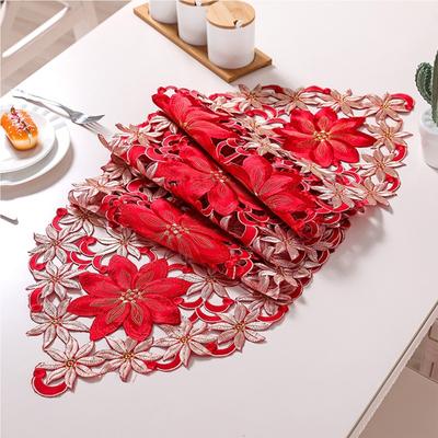 2/1PCS Manteles Navideños Estampados Manteles de Fiesta para Picnic Decoración de Mesa Caminos de Mesa Bordados Navideños Ropa de Mesa