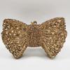 Green Bow Rhinestone Evening Bag Gold Hard Metal Crystal Wedding Handbags Bridal Party Cluches Diamond Women Cocktail Purses