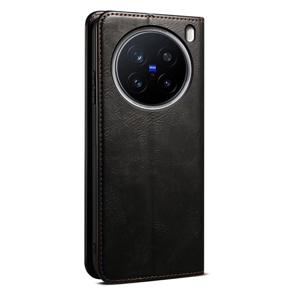 For vivo X200 Pro 5G Case Crazy Horse Texture Waxy Leather Wallet Stand Phone Cover