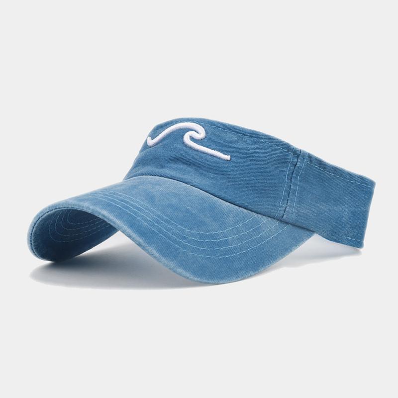 Summer Unstructured Cotton Cap With Embroidered Waves For Men And Women