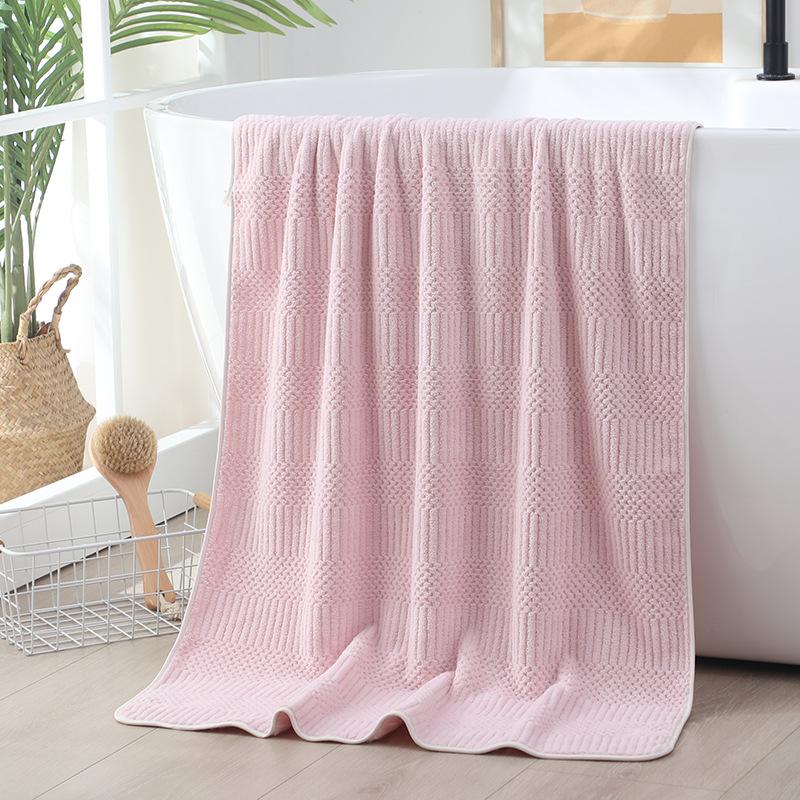 Thickened Coral Fleece Bath Towel Plaid Adult Thickened Large Towel Swimming Towel Soft Absorbent Towel