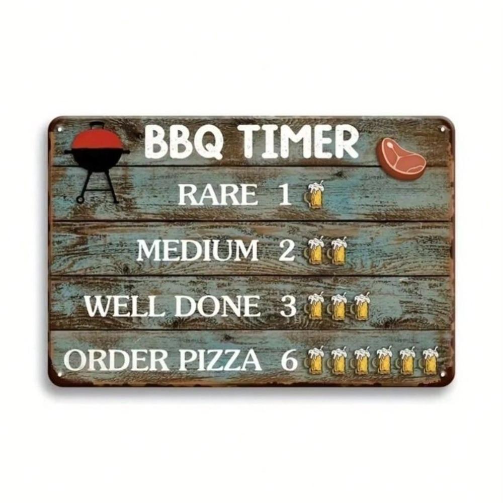 Retro Metal Wall Sign for Grill BBQ Humorous Man Cave Decor Vintage Tin Poster Patio Bar