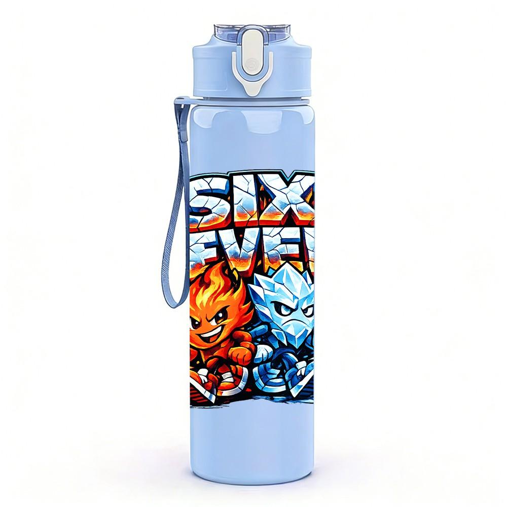 1PC Six Seven Retro Game Character Print 750ml Color Plastic Sports Water Bottle Leakproof Flip Straw Lid Suitable for Sports Office Home Use