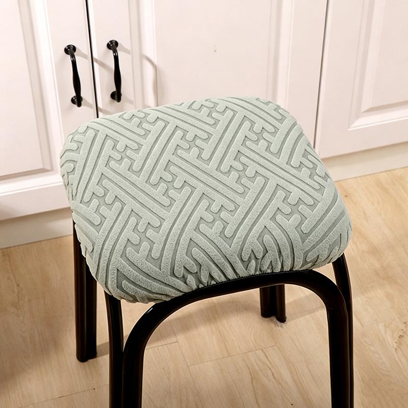 Jacquard Bar Chair Cover Stretch Short Back Bar Stool Covers Dining Room Anti-Dirty Seat Slipcovers For Hotel Wedding Home