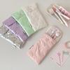 New Embossed Bow Pencil Case Lightweight with Button Student Stationery Pouch Cosmetic Bag