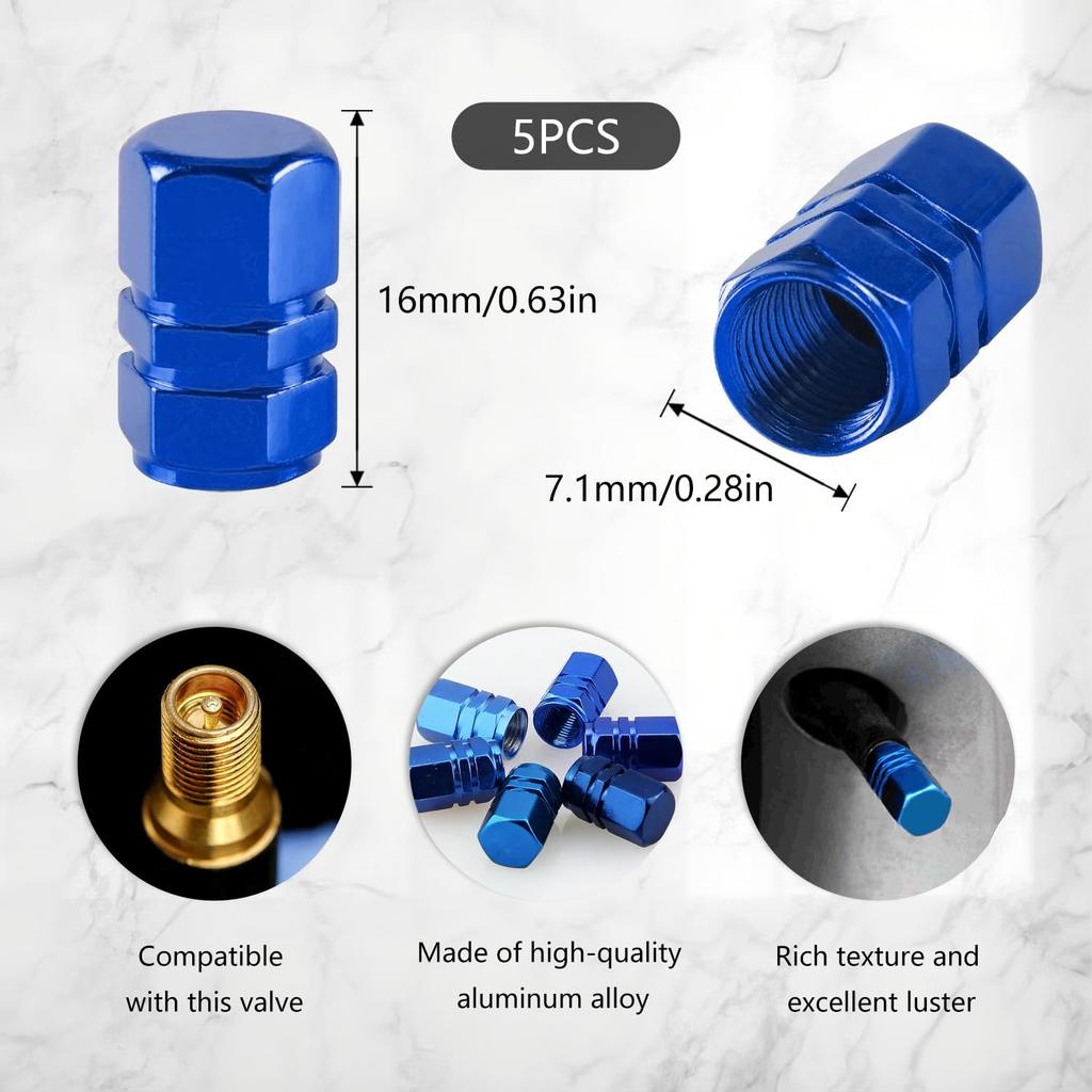 SYNTHORA Tire Valve Cap 5 Pieces Aluminum Alloy Valve Cap