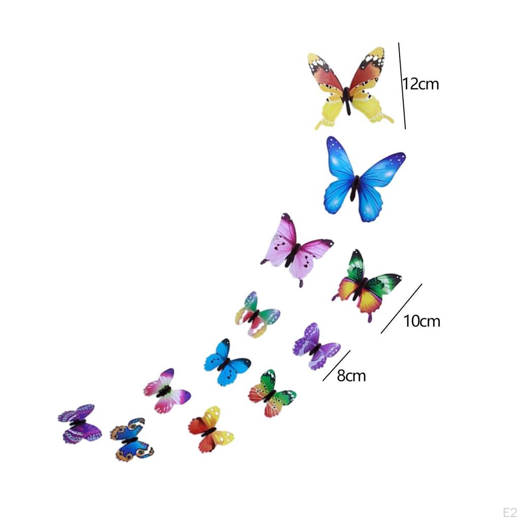 12 Pieces 3D Butterfly Wall Stickers Decor Luminous Art Decals Decorative Lovely DIY