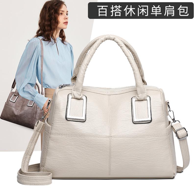 

2025 New Women s Large Capacity Fashion Soft Leather Simple Atmospheric Tote Bag Shoulder Bag Handbag