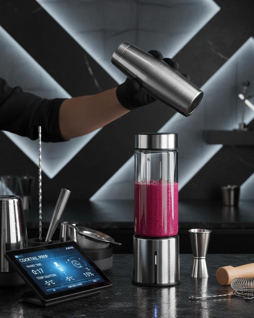 Blender, Smoothie Mixer, Ice Crusher, Compact, Quiet, Glass Container, Odorless, Tasteless, 450ml, 6000mAh, 278W High Power, 30000RPM High Speed, Mult