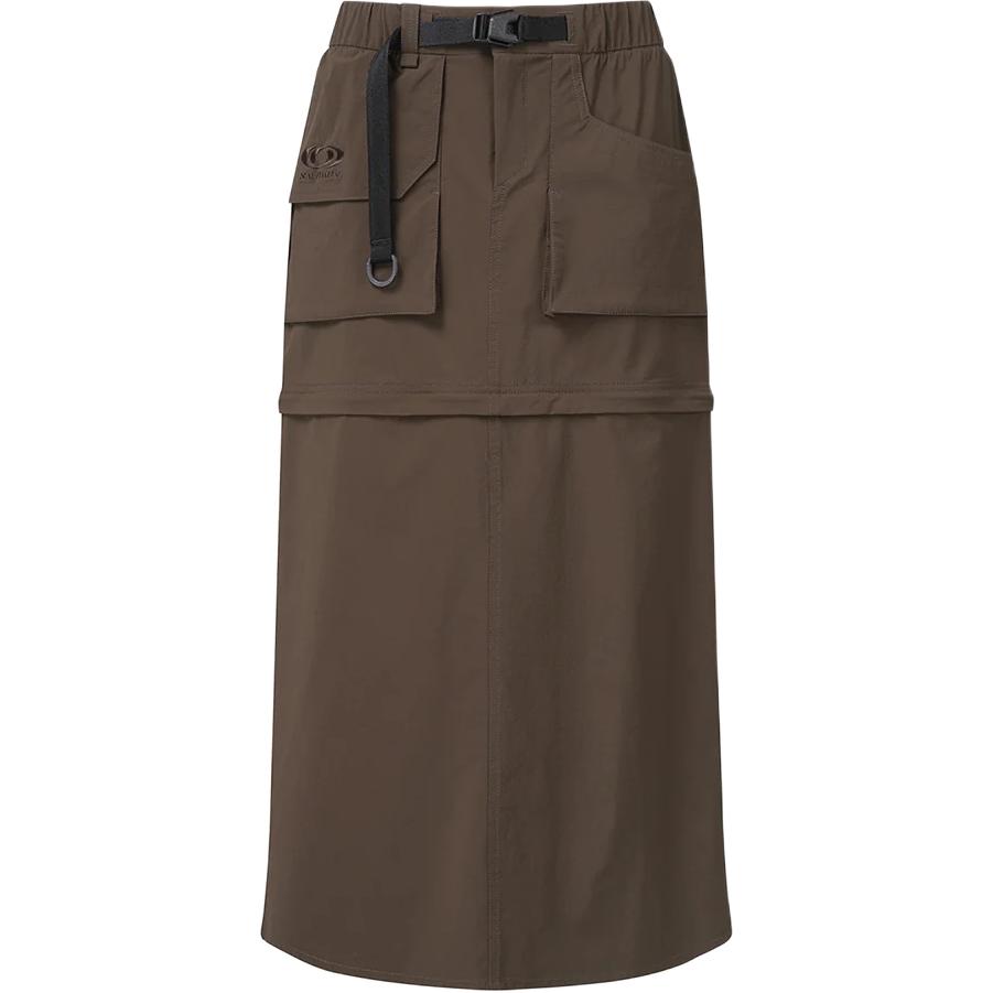 

Salomon Color Block Lace-Up Pocket Midi Casual Skirt Women skirts Brown C28190