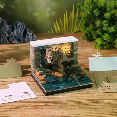 Time Piece Calendar 2027 Desk Calendar With LED Light 3D Tear-away Calendar Paper Carving Art Memo Pad Notepad Gift For Christma