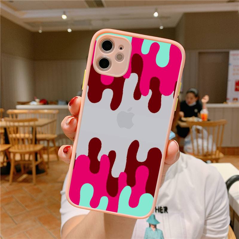 Melted Colorful Painting Phone Case for iPhone X XR XS 7 8 Plus 11 12 13 pro MAX 13mini Translucent Matte Case