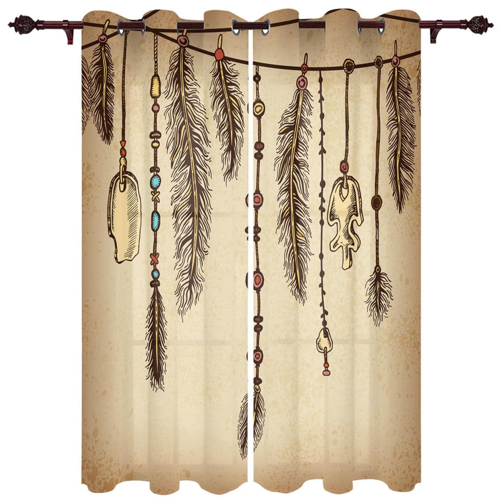 Ethnic Tribal Geometric Pattern Window Curtain For Living Room Bedroom Luxury Home Kitchen Decor Items Curtains