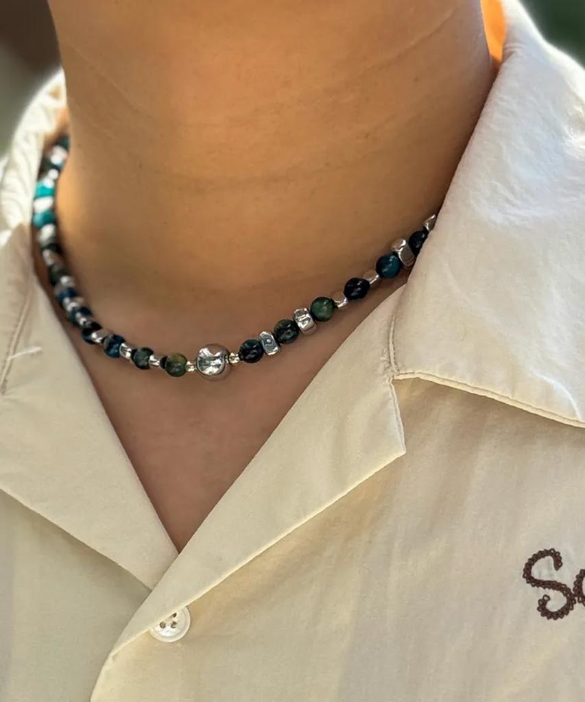 Julius1 Unisex Blue Bead Necklace Jsb-539