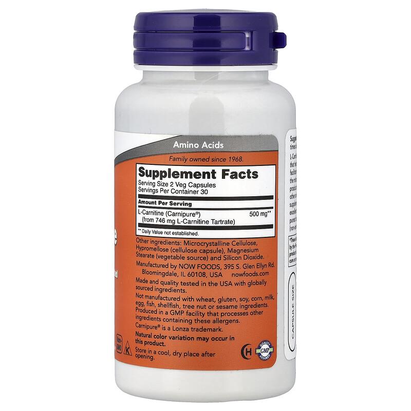 L-Carnitine, 250 mg, 60 Veg Capsules