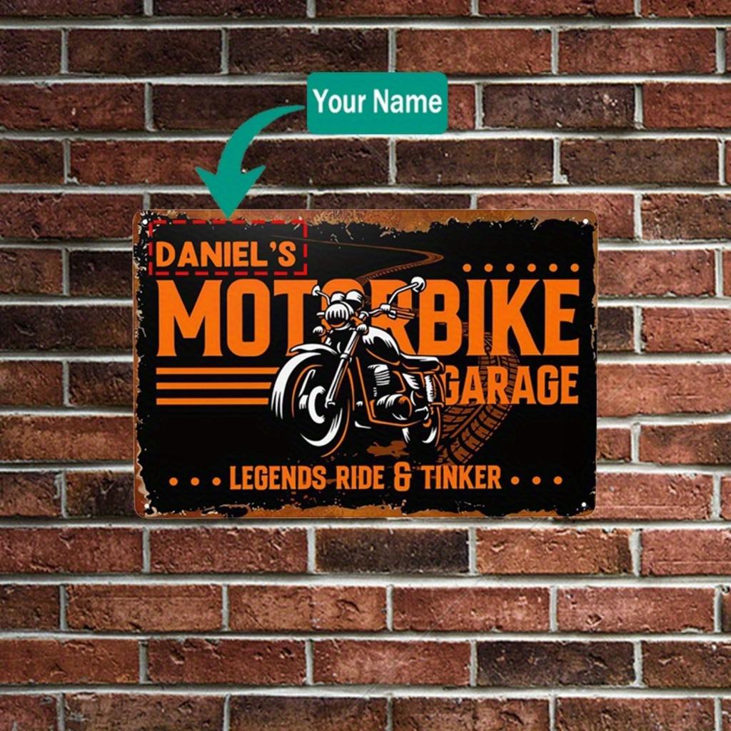 Custom Motorbike Metal Sign Personalized Name Number Aluminum Garage Workshop Wall Plaque