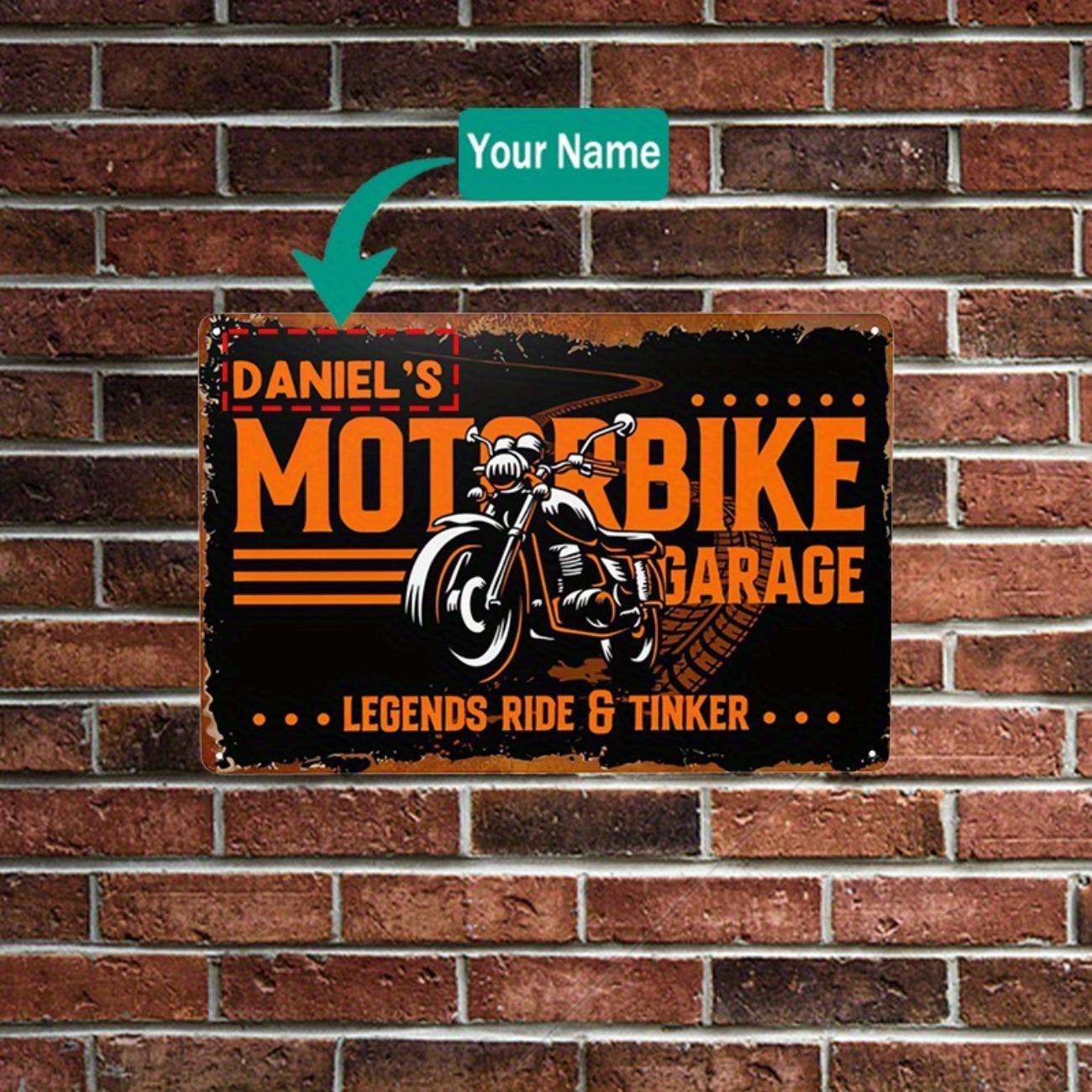 Custom Motorbike Metal Sign Personalized Name Number Aluminum Garage Workshop Wall Plaque белый