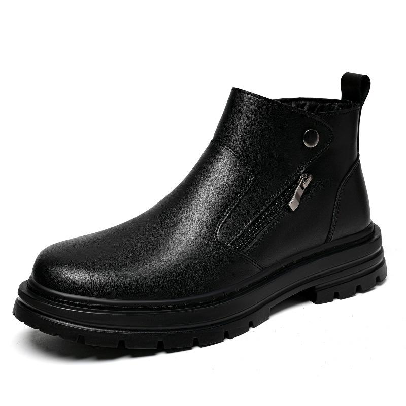 Men's Genuine Leather Plus Size Martin Boots 45-50, High-Top Yellow Chelsea Boots