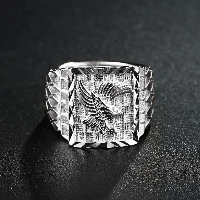 New Hot Sale Fashion Retro Ethnic Style Square Black Mirror Domineering Men's Ring Whole Sale Rings