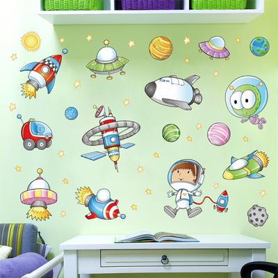Pegatina de Pared de Astronauta Espacial de Dibujos Animados Calcomanías Extraíbles para Habitación de Niños Dormitorio Sala de Estar Decoración del Hogar