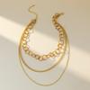 Stylish Retro Three Layer Necklace With Unique Geometric Shape For Fashionable Women