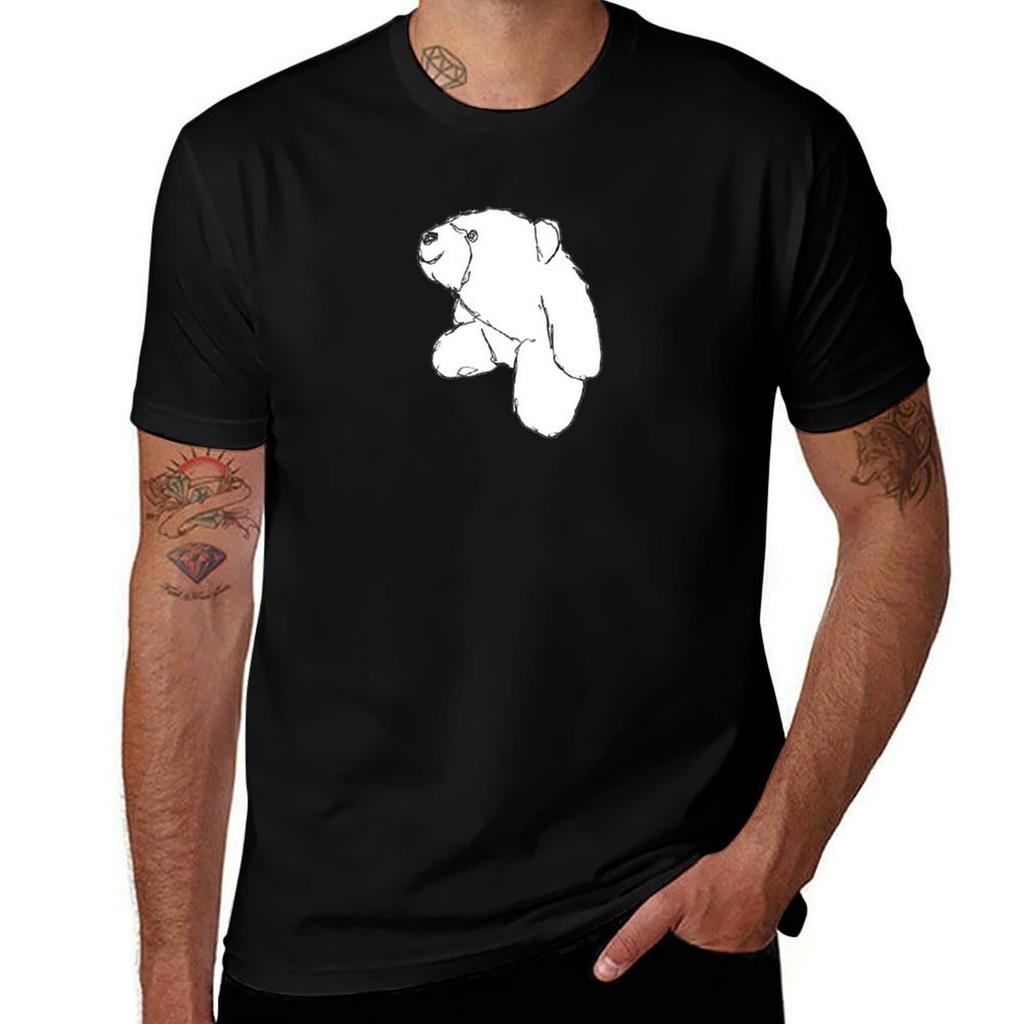 Sitting Smiley Bear Sketch TShirt Fashion Casual Short Sleeve TShirt