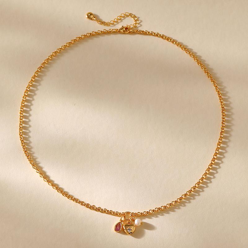 Heart Design 18k Gold Plated Copper Elegant Simple Necklace золотой