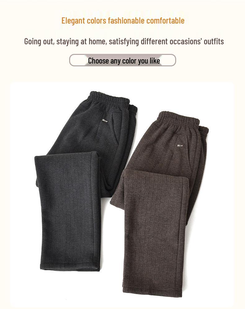 Grandma's Fleece-Lined Warm Straight-Leg Pants: Casual for Autumn and Winter, Perfect for Middle-Aged and Elderly Women