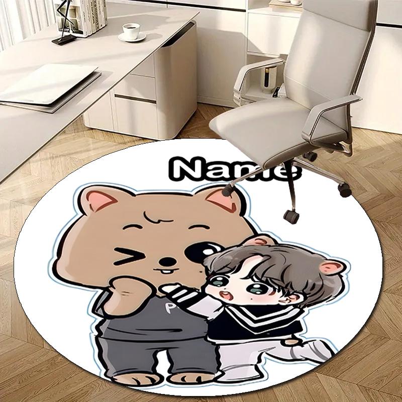 Personalized K-Kpop Team Round Chair Office Rug - Perfect for Mat, Office Chair & More - Ideal Gift for Birthdays and Holidays