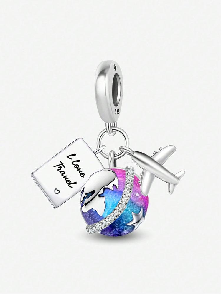 Copper Gift Box Style Fashionable Round-The-World Traveller Aircraft Charm Bead Fit For Women Bracelets Bangles Diy