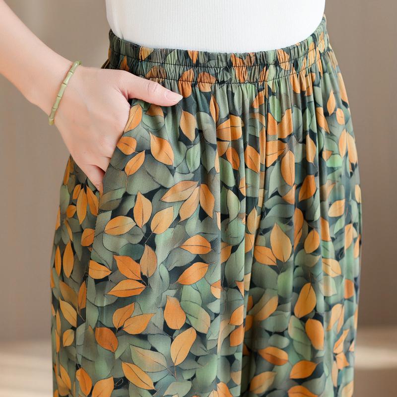 Pantaloni Estivi da Donna Taglie Forti a Vita Alta Larghi Vintage Abbigliamento Elastico in Vita Pantaloni Estivi