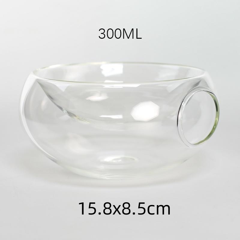 Transparent Glass Bowl with Side Opening Dry Ice Bowl Creative Cuisine Tableware Special Restaurant Salad ceramic bowl set