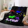 Vibrant Gaming Controller With Splash Art And Custom Name Throw Blanket Name Soft Warm Cozy Throw For Sofa Couch Office Bed Picnics Four Seasons